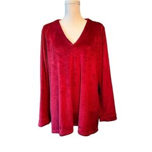 NATORI WOMENS GORGEOUS RED PULLOVER PAJAMA/LOUNGE TOP SIZE XL